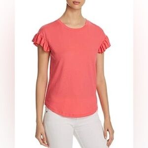 T58 Kate Spade New York RUFFLE SLEEVE TEE IN PEACH SHERBET